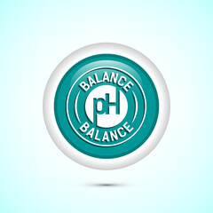 PH balance icon design illustration. Neutral PH balance icon sign, Free acidity concept, Teal color round button design