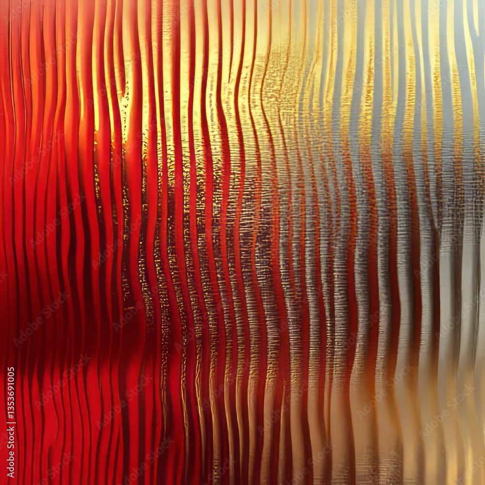 Aufkleber abstract composition featuring wavy lines in vibrant red and gold tones creating a captivating visua