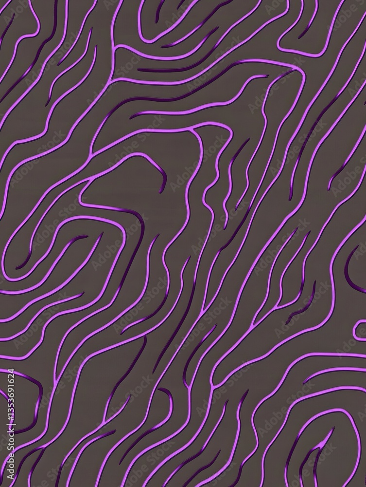 Poster abstract design featuring flowing lines and patterns in purple on a dark background for aesthetic ap