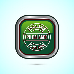 PH balance icon design illustration. Neutral PH balance icon sign, Free acidity concept, Green color square button design