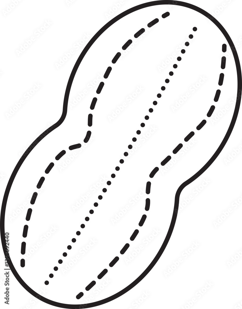 Poster this shows simple black outline of peanut with dashed lines indicating its shell texture. design is 