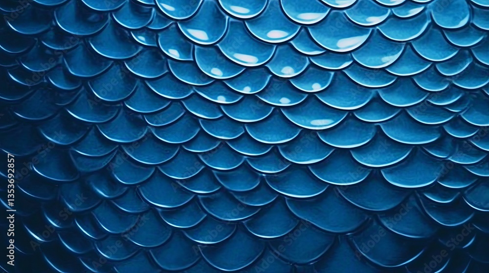 Poster detailed blue abstract texture of interconnected droplets resembling fish scales creates a captivati