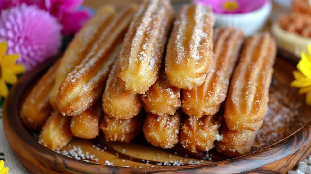 Traditional Spanish Churros with Sweet Dipping Sauce