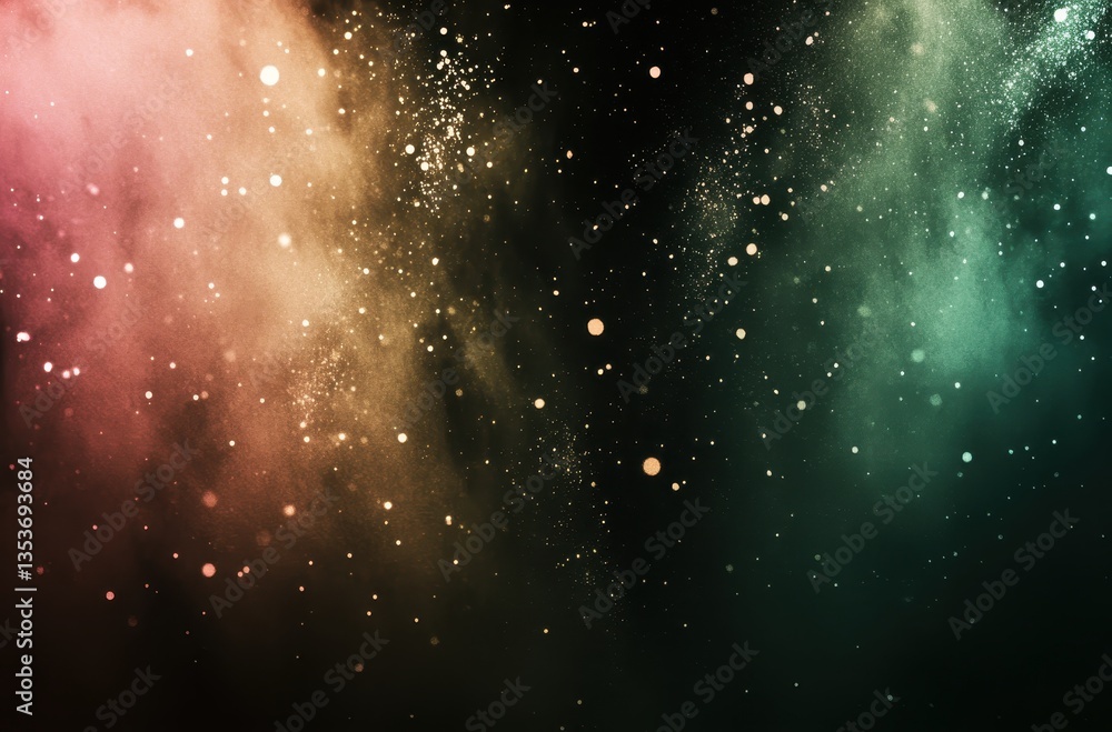 Poster abstract cosmic background with colorful dust particles and luminous stars in deep space for artisti