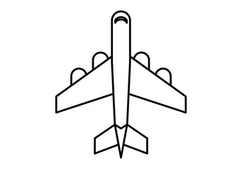 Icono negro de avión comercial en fondo blanco