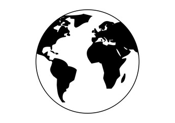 Icono negro de planeta tierra en fondo blanco © Gabrieuskal