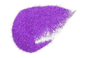 Purple glitter powder isolated on transparent background.