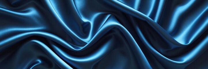 Obraz premium Captivating blue silk waves create a mesmerizing pattern of flowing fabric texture