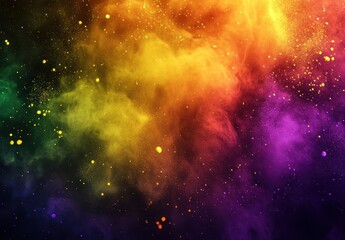 Naklejka premium Colorful Abstract Background of Dust and Smoke in Rainbow Shades with Bokeh Effects and Glitter Particles for Creative Design Use