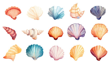 Watercolor Seashell Collection: Minimalist Marine Vector Art for Ocean-Themed Designs