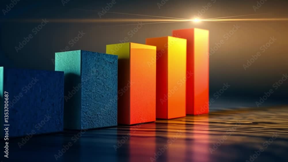 Aufkleber vibrant bar graph showcasing growth and progress, featuring colorful blue, red, and yellow blocks re