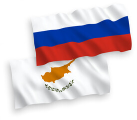 Flags of Cyprus and Russia on a white background
