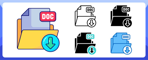 Document Doc Pdf Download Multi Style Icon Media and Attachment Vector