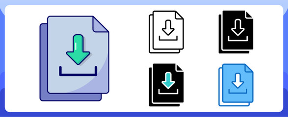 Document Download Multi Style Icon Media and Attachment Vector