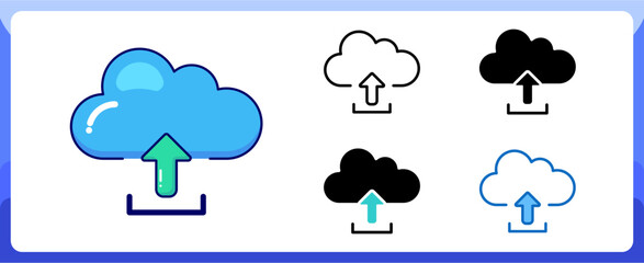 Obraz premium Cloud Upload Multi Style Icon Media and Attachment Vector