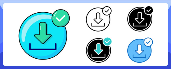 Download Completed Multi Style Icon Media and Attachment Vector