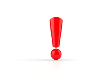 Red Exclamation Mark 3D Render.