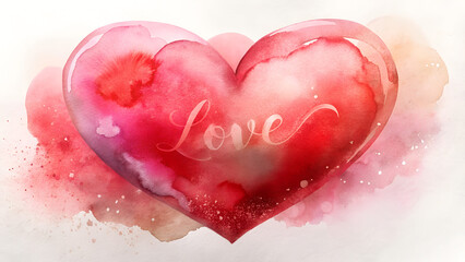 Obraz premium Watercolor heart in soft hues of red and pink, symbolizing love as a foundation for peace