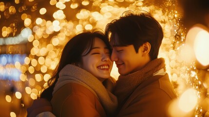 Young romantic loving couple with popcorn watching movie in cinema, relationships and lifestyle concept,bokeh pink heart in cinema,romantic spending time together,valentine day concept.