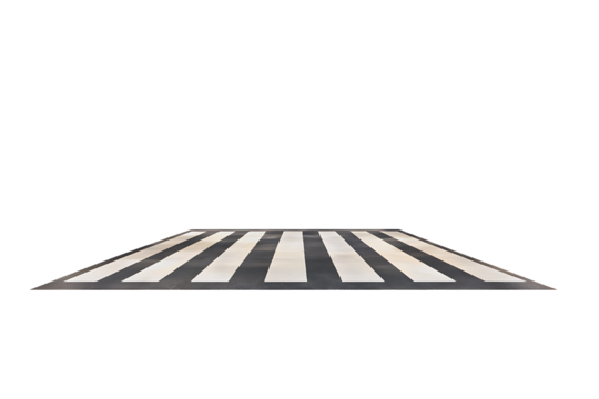 A close-up view of a black and white crosswalk on a clean  on transparent background , png , cutou