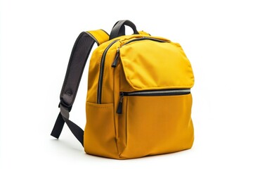 Naklejka premium Stylish Yellow Backpack Isolated on White Background for Everyday Use