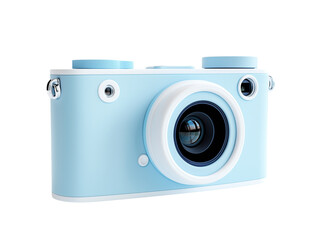  Digital Camera in Pastel Blue with Retro Aesthetics and Modern Twist PNG file isolated on transparent background ,cut out, clipping path, close up, high quality
