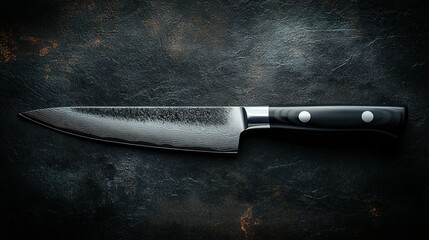 High-quality chef's knife on dark background