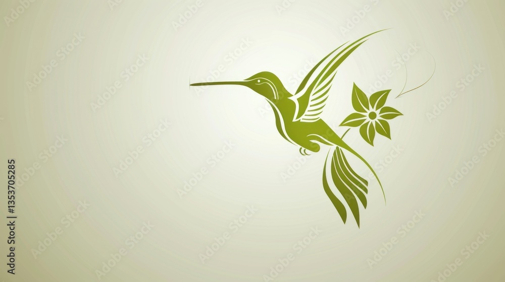 Poster a clean, vector-based hummingbird logo with smooth lines.