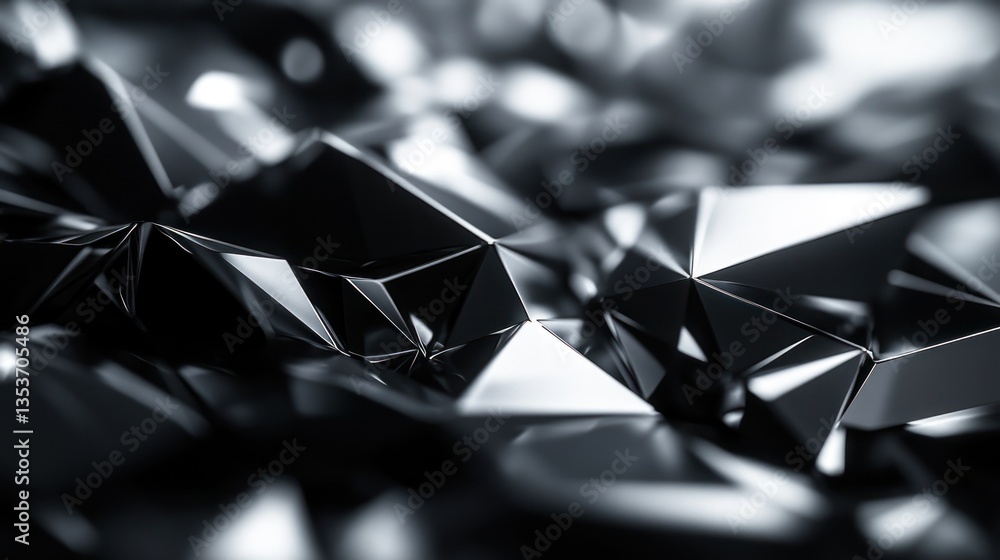 Poster abstract dark futuristic polygonal surface with sharp edges elegant monochrome backdrop creating a s