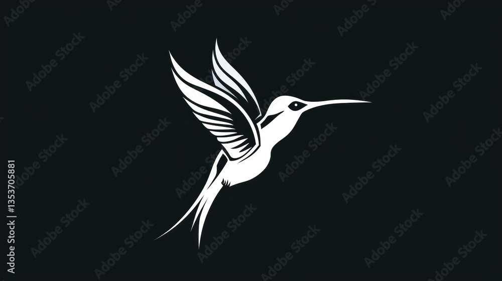 Poster a clean, vector-based hummingbird logo with smooth lines.