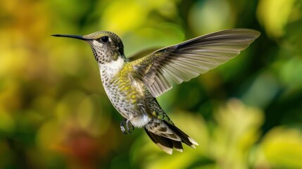 Detailed image of hummingbird wings spread out in the air.