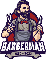Barbershop man.eps mascot logo 