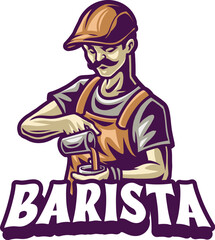 Barista. mascot logo vintage style
