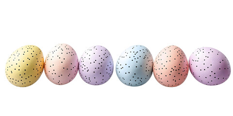 Collection of easter eggs in paster isolated on transparent background, 