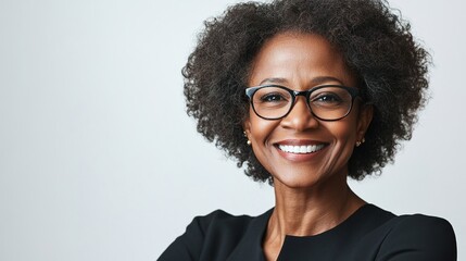Obraz premium Confident African American Female in Elegant Portrait Displaying Smile