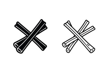 Licorice Root Sticks Black and White Line Art Illustrations