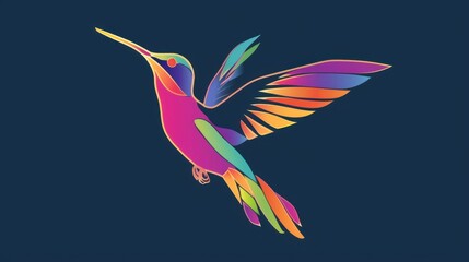 Obraz premium A stylized hummingbird icon in a vibrant color palette.