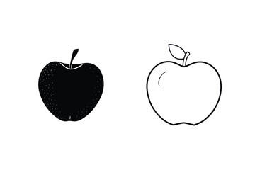 Simple Apple Icons Black, Outline, Fruit, Graphic, Design, Vector, Illustration, Clipart, Download, 
