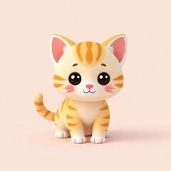 Fototapeta premium A playful and endearing cartoon kitten with orange stripes and bright eyes.