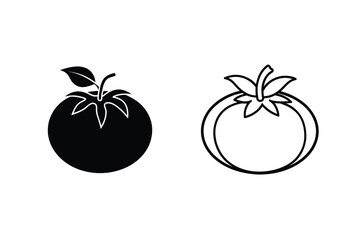 Tomato Icons Black, Outline, Vegetable, Food, Illustration, Graphic, Design, Clipart, Simple, Fresh
