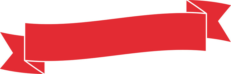 Red Ribbon Banner Label - Flat Design Illustration