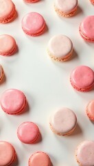 Obraz premium Girly seamless pastel pattern with honey pink macarons for bakery packaging, textiles, dessert, treats