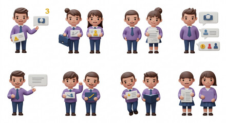 3D Character Set, Business People, Communication, Teamwork