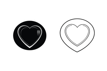 Heart Icons Black, White, Circle, Outline, Design Elements