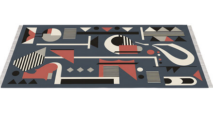 Geometric patterned area rug with contemporary design and flat weave