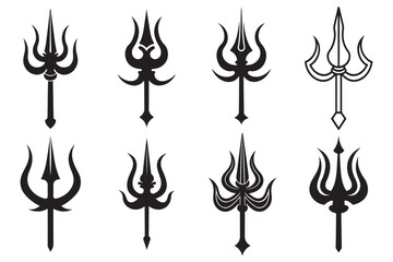 set of shiva trishul vector 