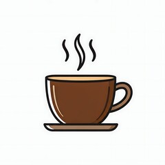 Obraz premium A cute and simple icon of a coffee cup with steam rising, perfect for Cafe related content.