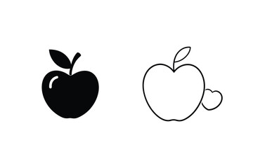 Apple Icons Filled, Outline, Love, Fruit, Design, Graphic, Symbol, Vector, Illustration, Set