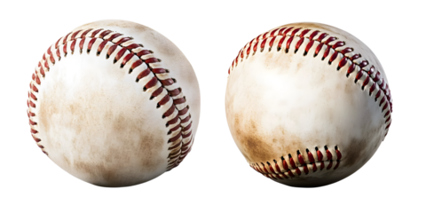 Baseball used isolated on transparent background, PNG, 