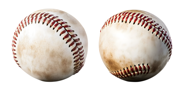 Baseball used isolated on transparent background, PNG, 